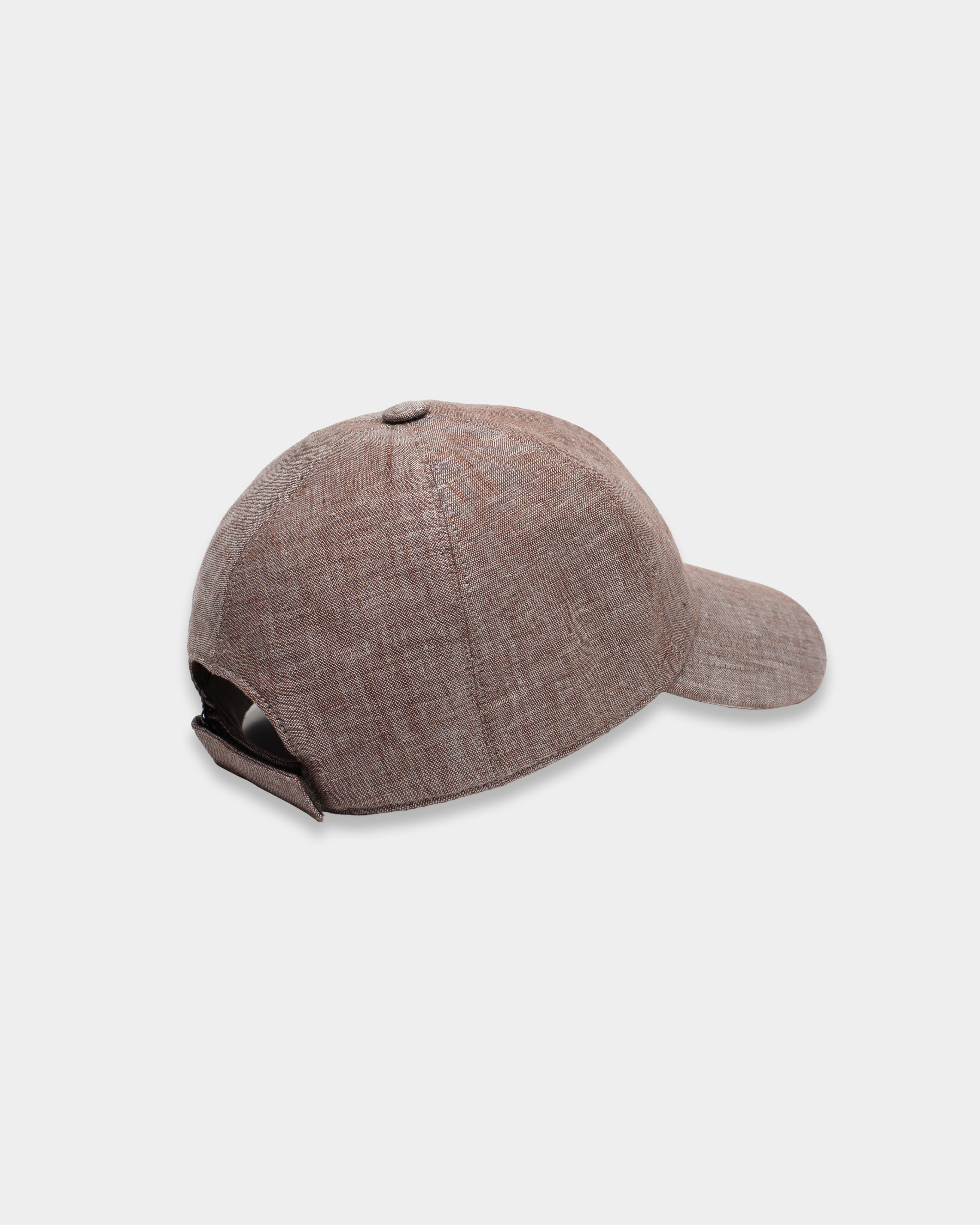 Brown Linen Baseball Cap