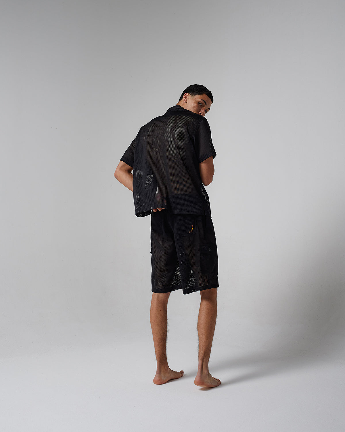 Black Mesh Short Sleeve Shirt