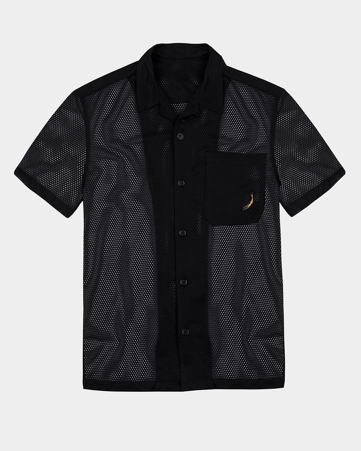 Black Mesh Short Sleeve Shirt