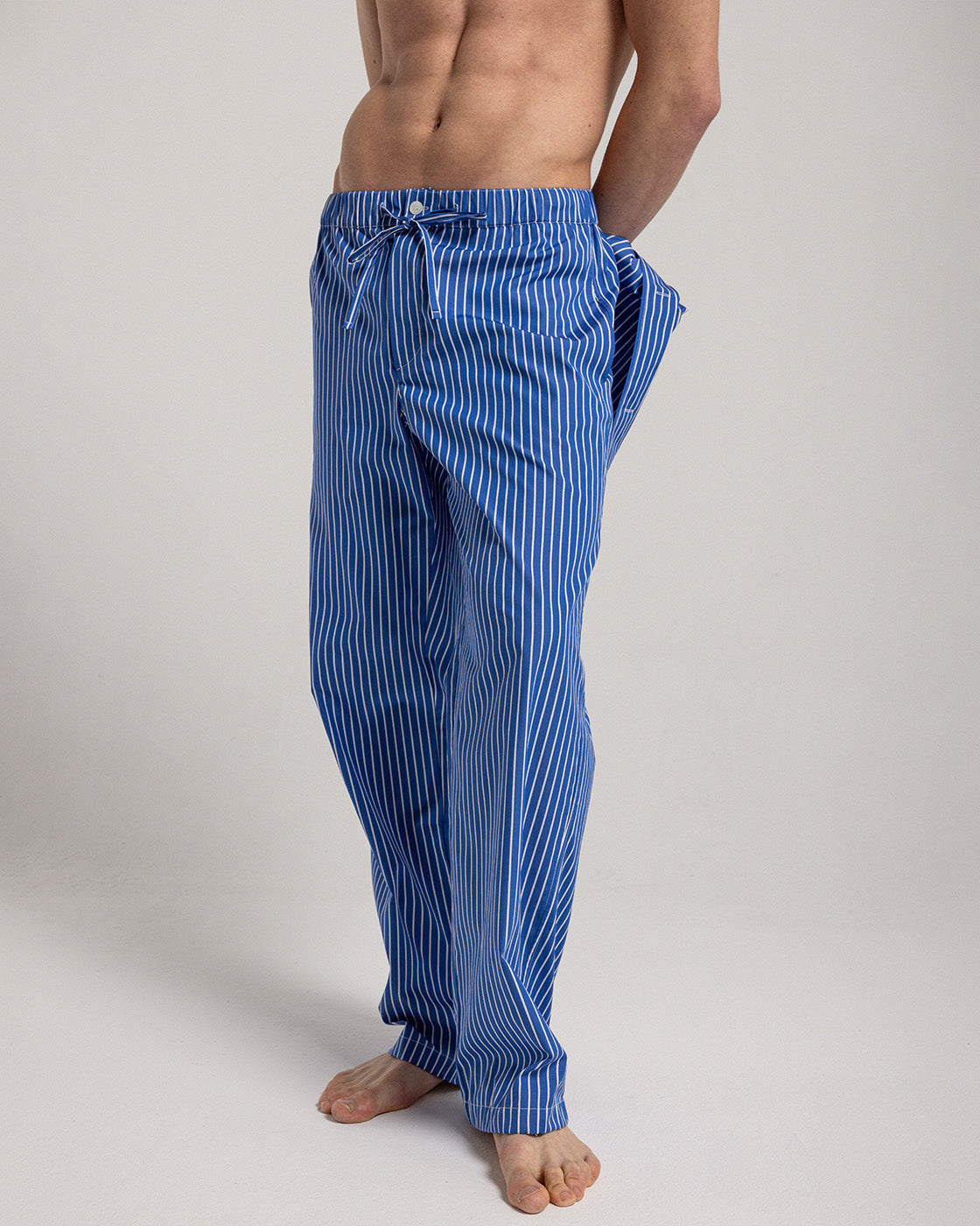 Blue Striped Cotton Trousers