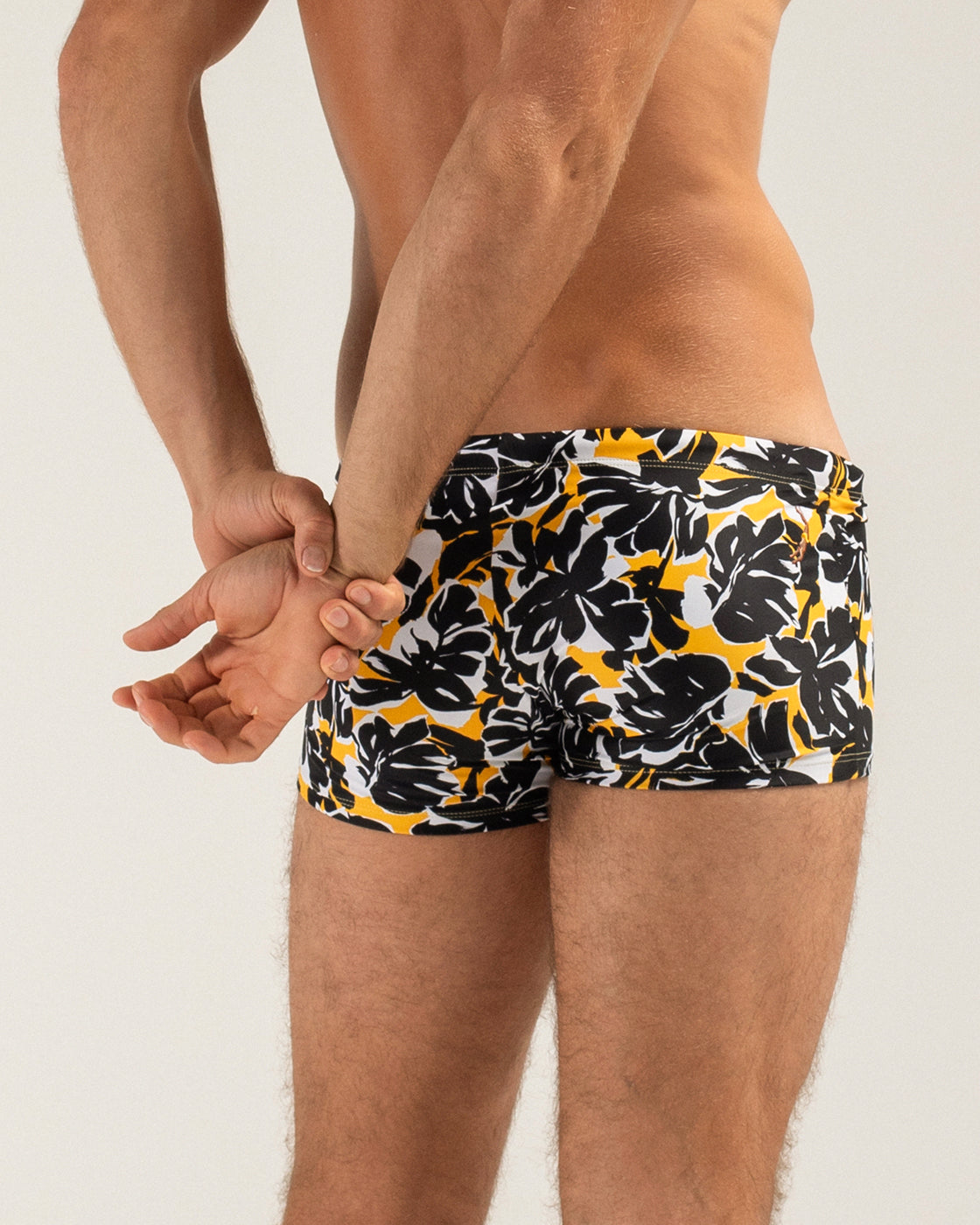 Black Foliage Box Swim Brief
