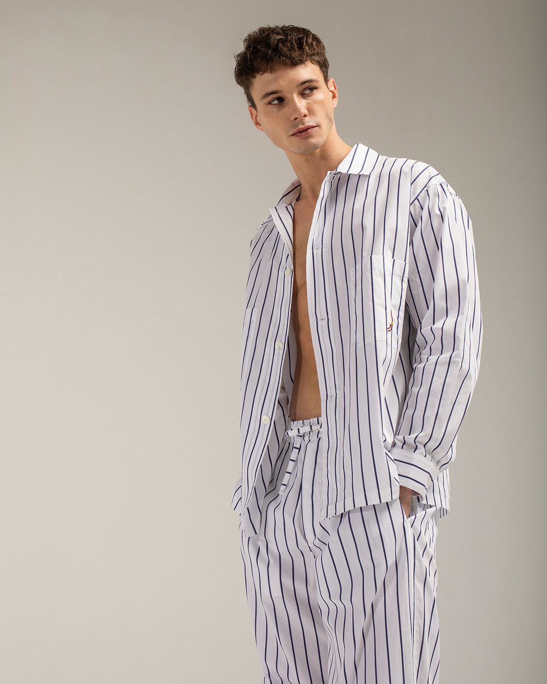 Blue Sun Stripes Cotton Trousers