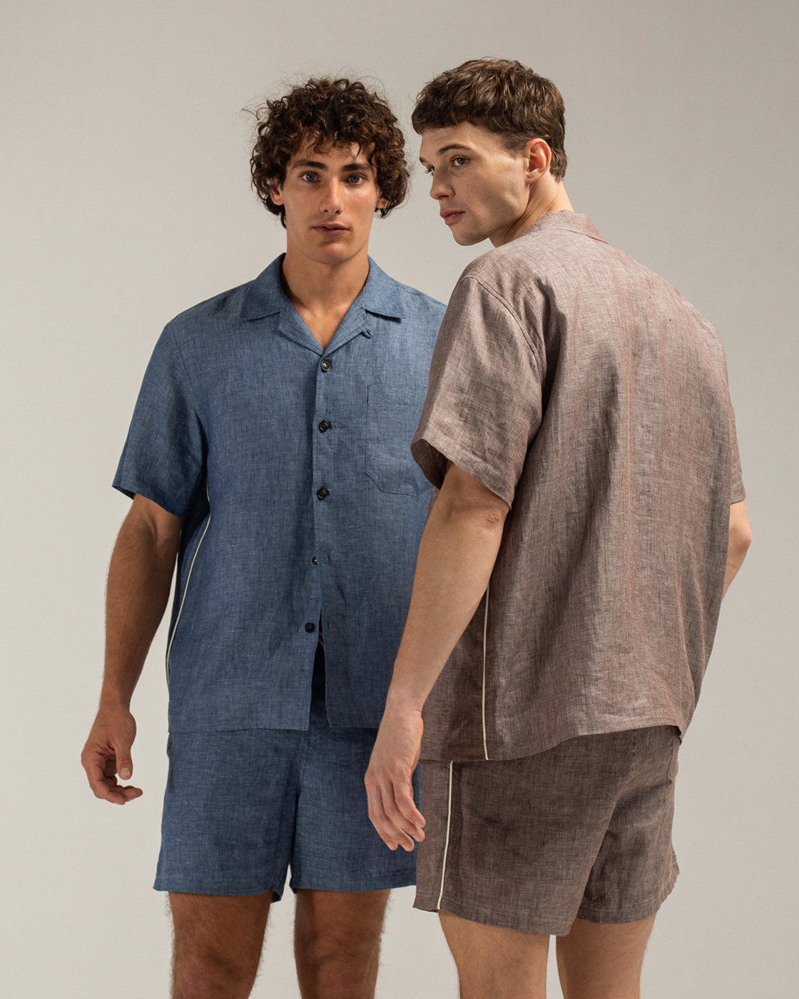 Brown Linen Short Sleeve Shirt