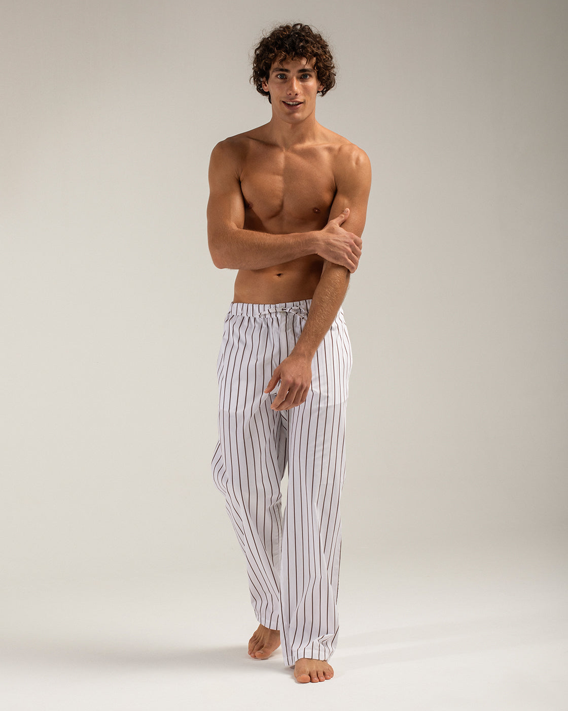 Brown Sun Stripes Cotton Trousers