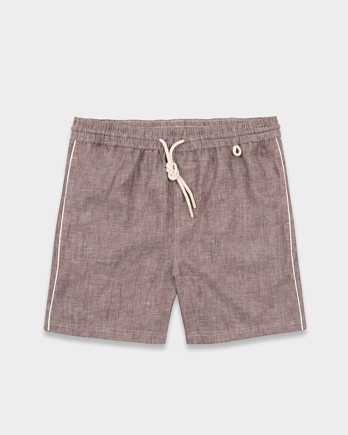 Brown Linen Straight Leg Shorts