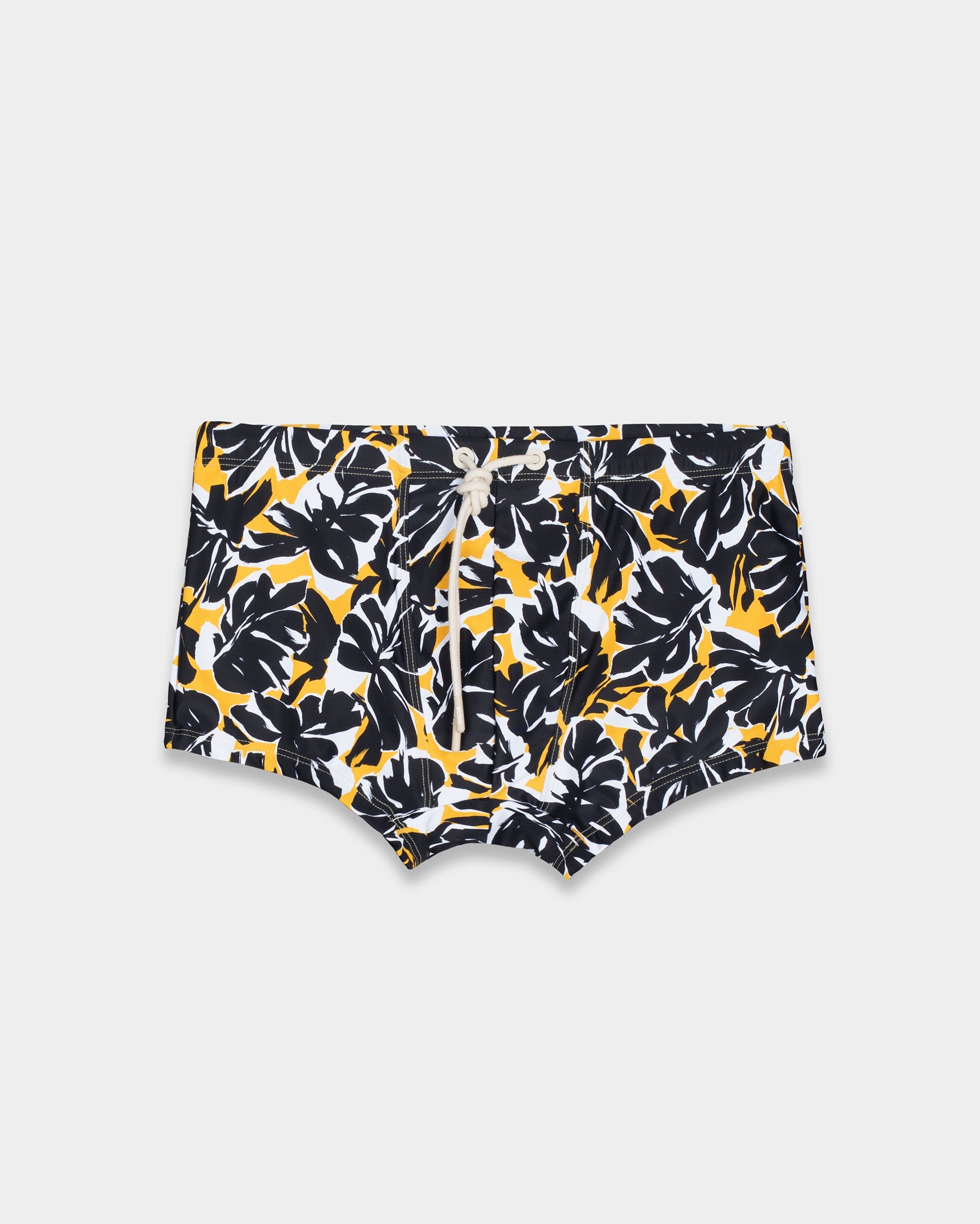 Black Foliage Box Swim Brief