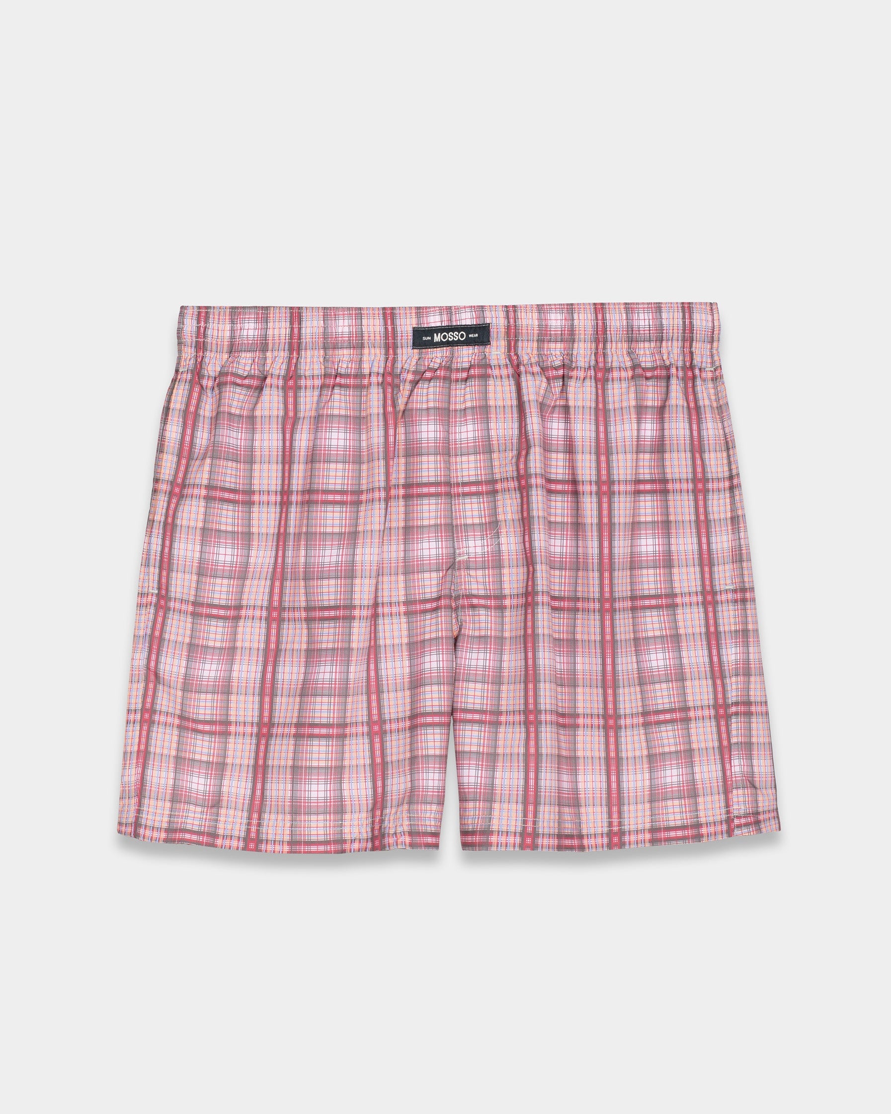 Red Micro Check Swim Shorts