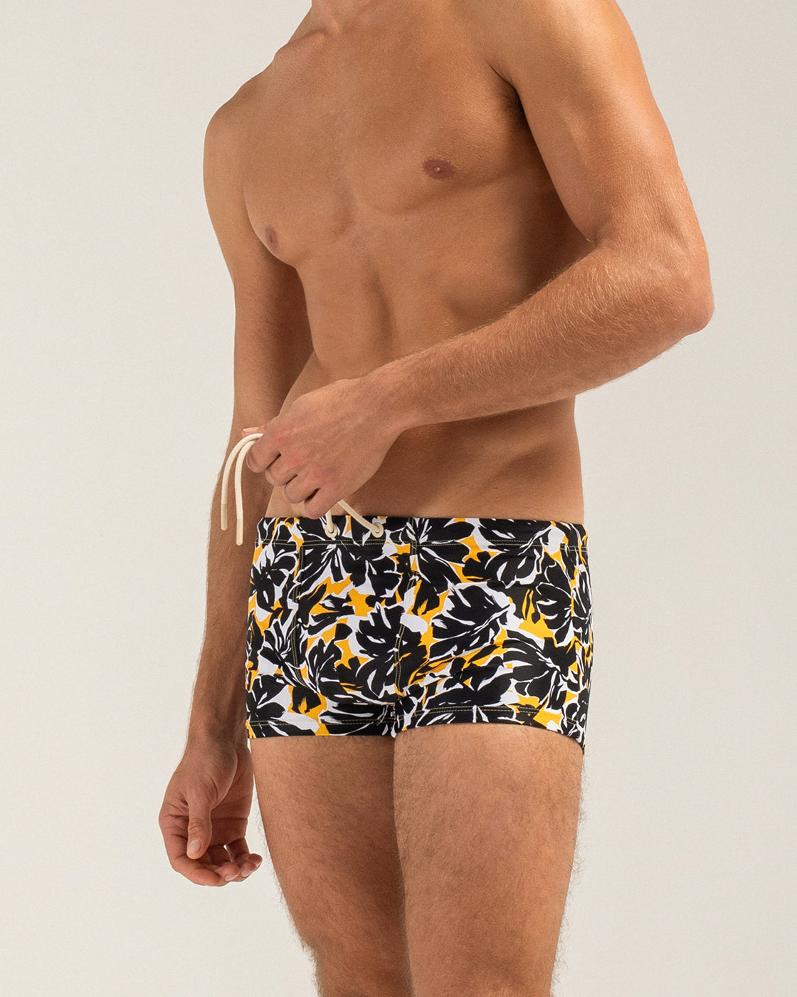 Black Foliage Box Swim Brief