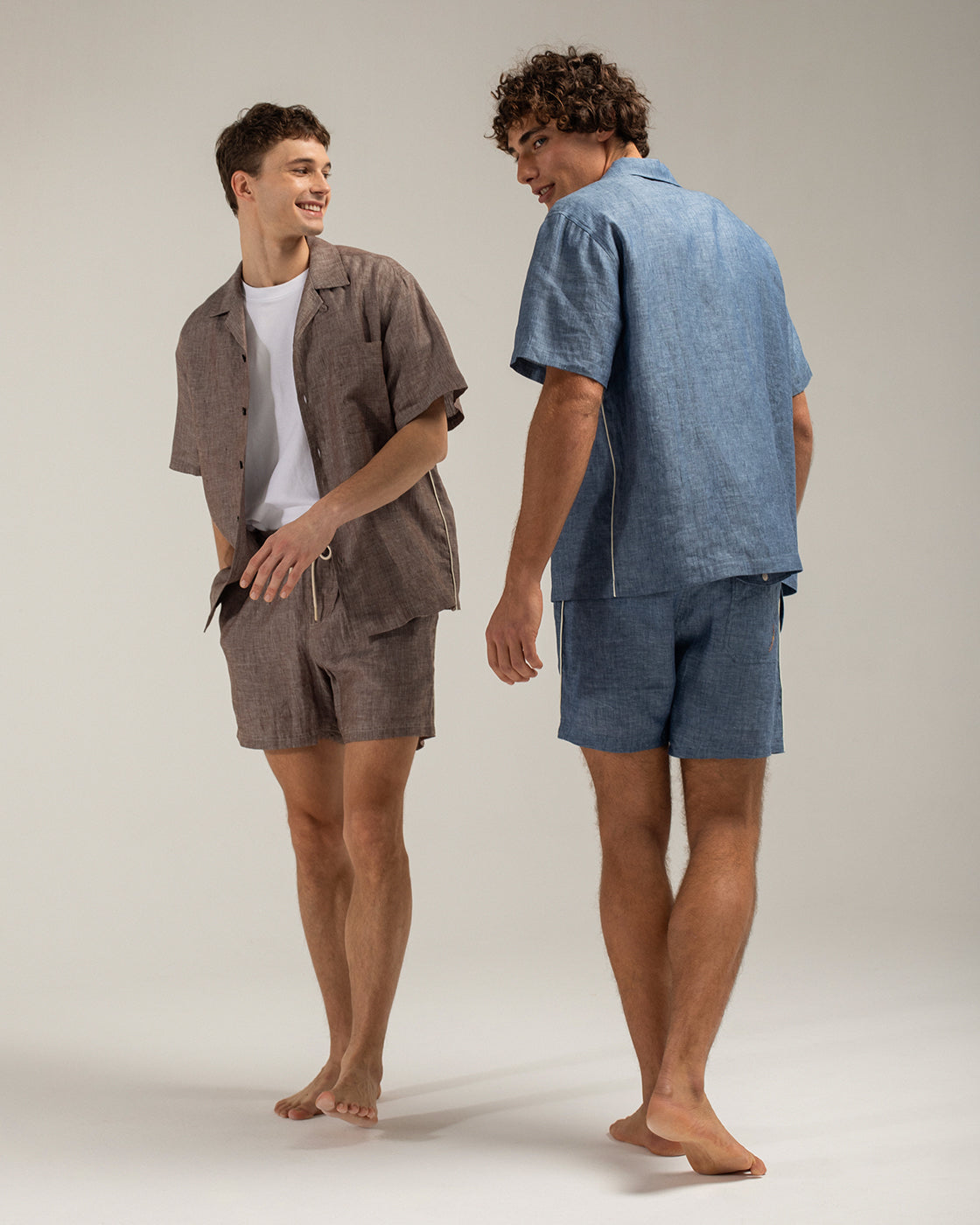 Blue Linen Short Sleeve Shirt