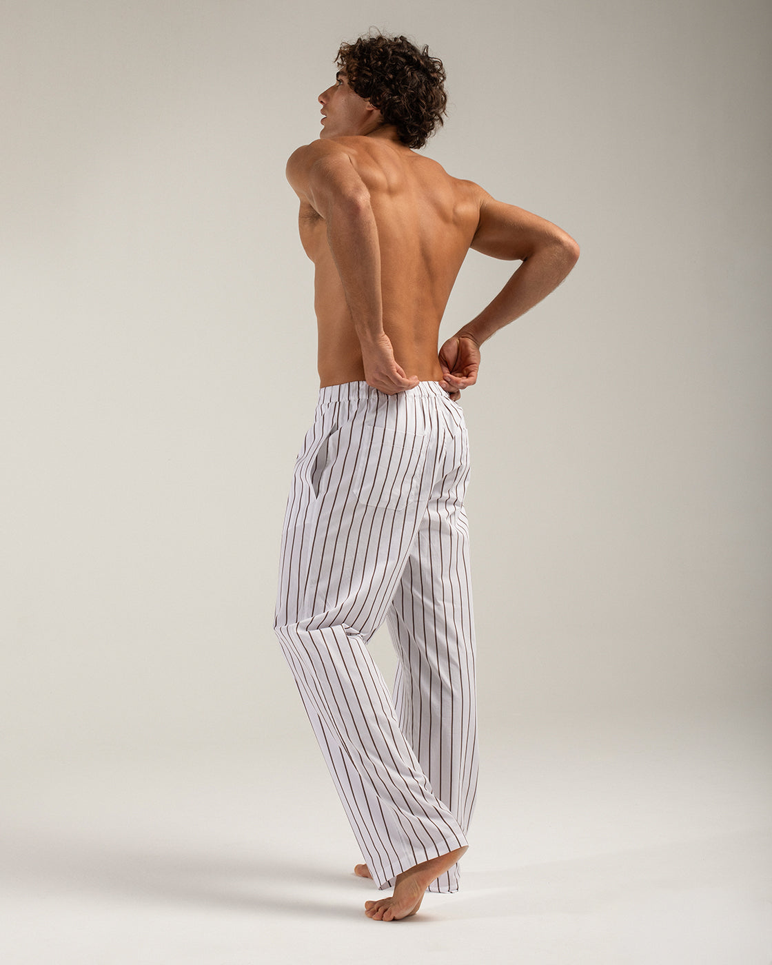 Brown Sun Stripes Cotton Trousers