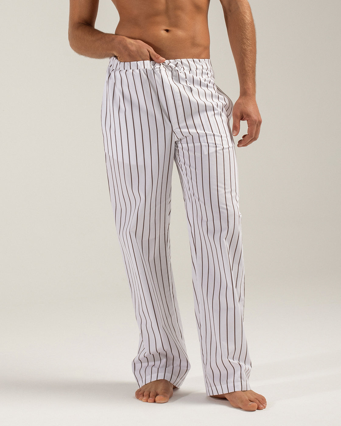 Brown Sun Stripes Cotton Trousers