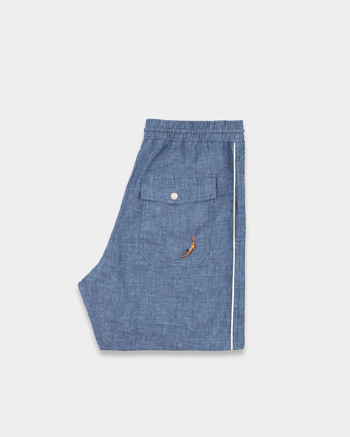 Blue Linen Straight Leg Shorts