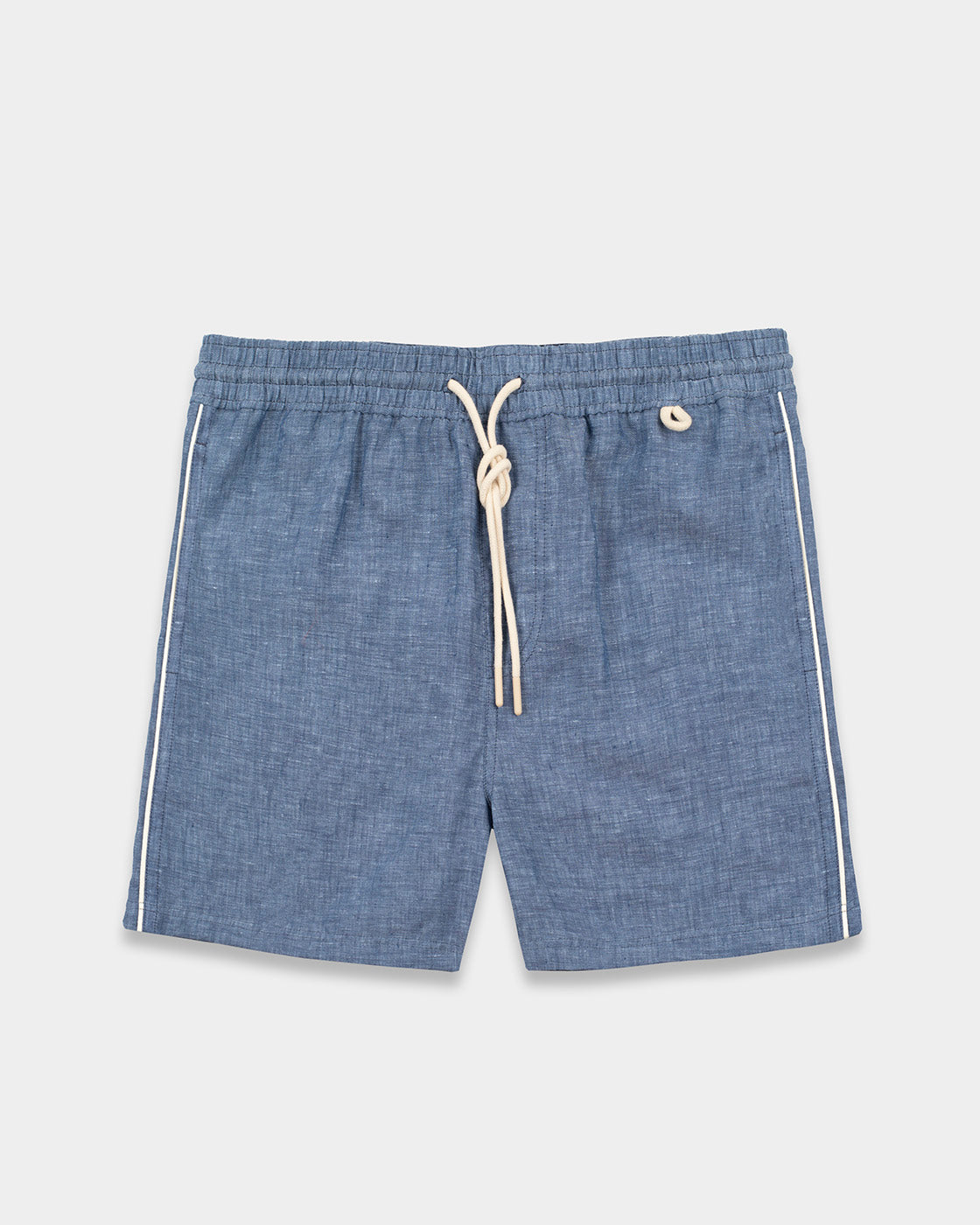 Blue Linen Straight Leg Shorts