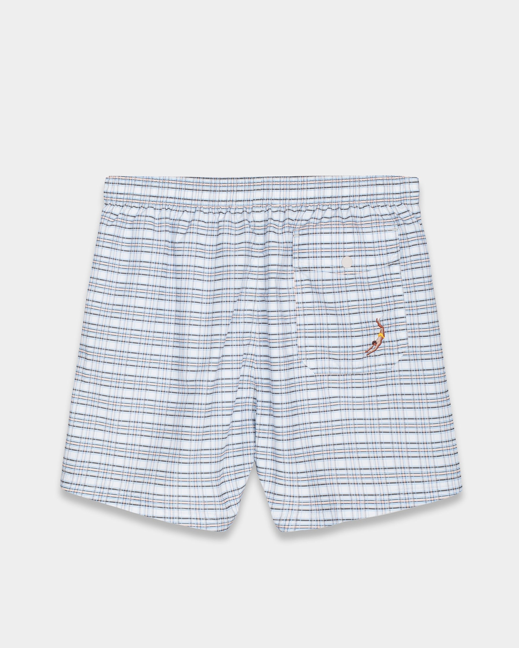 Blue Micro Check Swim Shorts