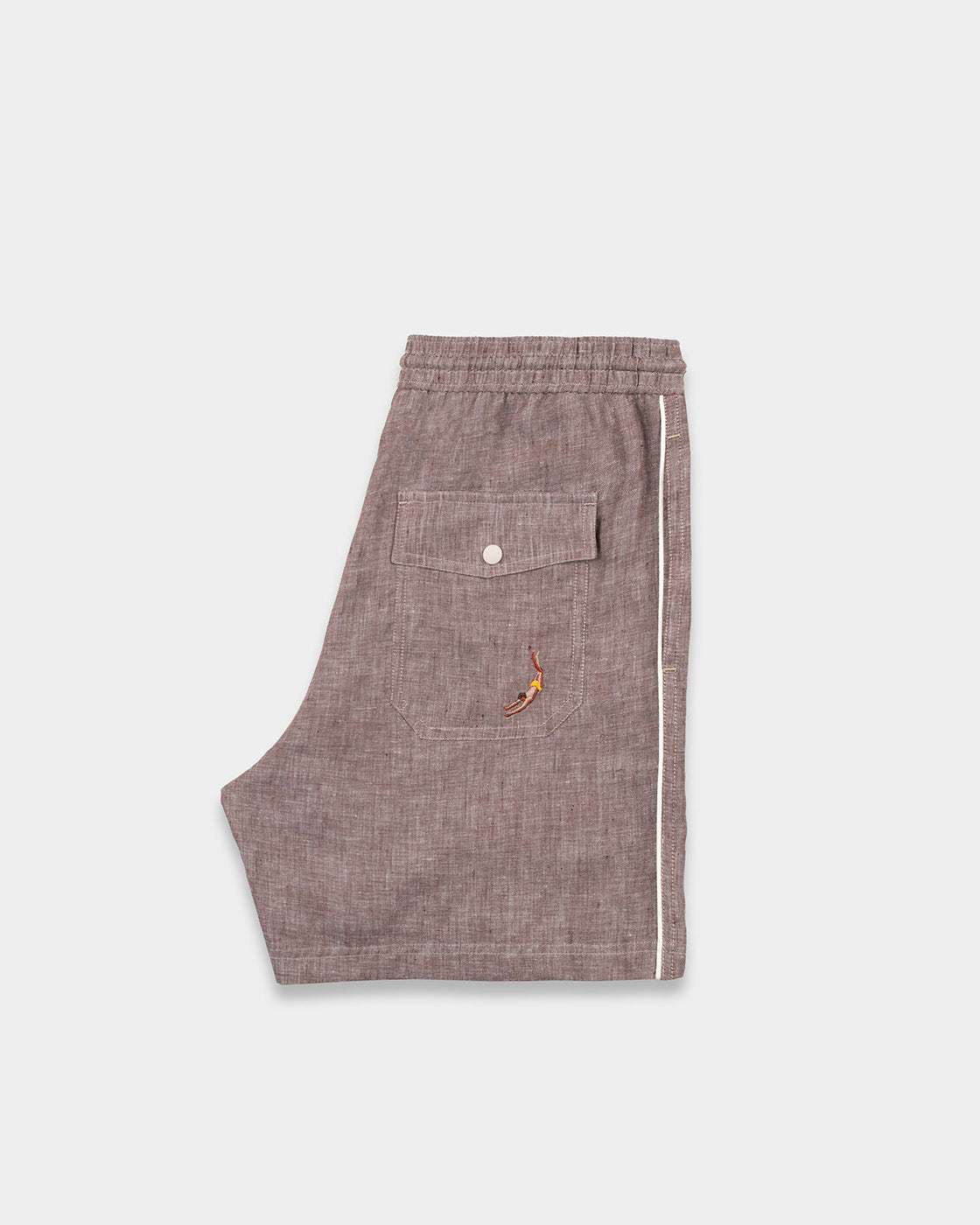 Brown Linen Straight Leg Shorts
