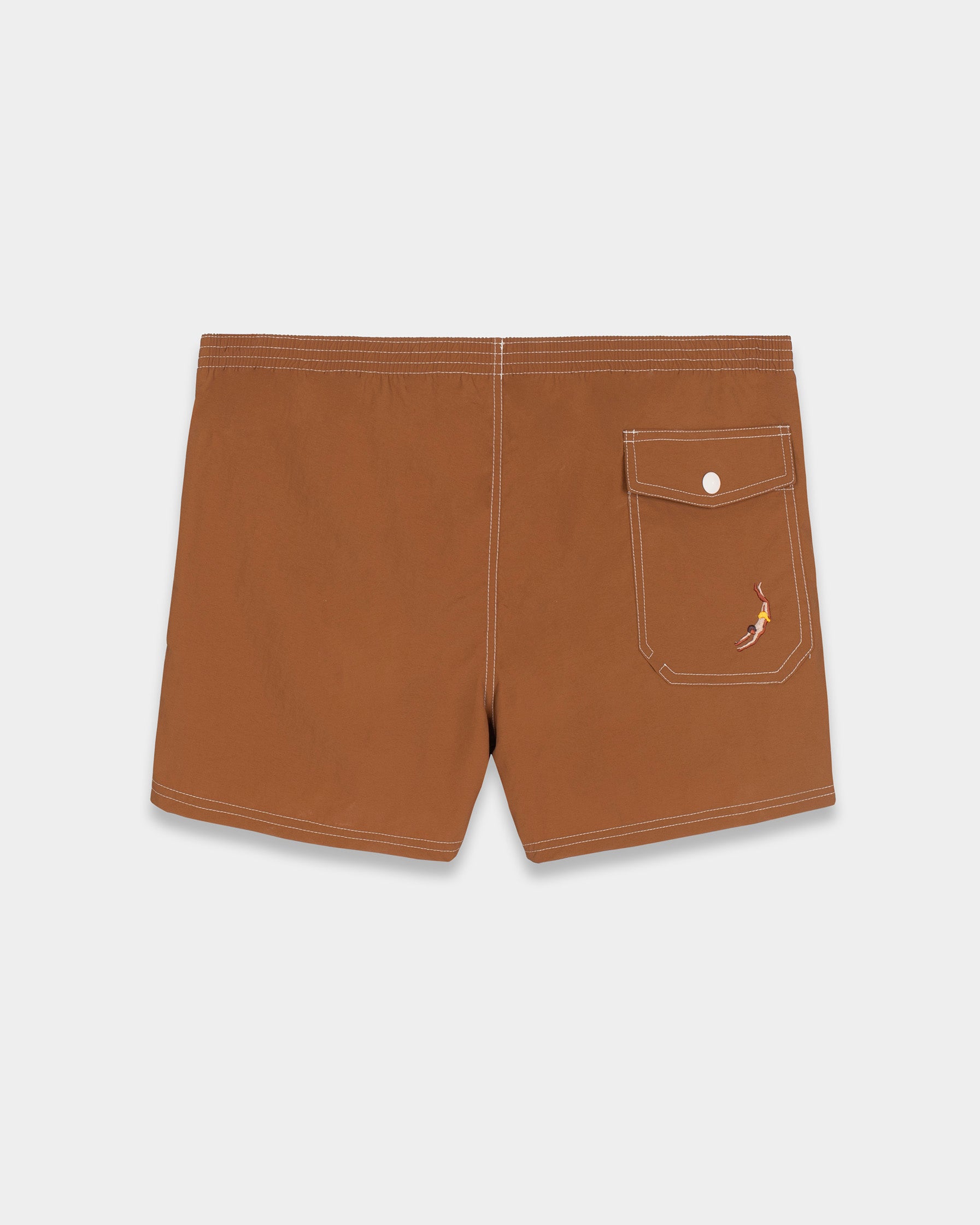 Brown Short-Length Swim Shorts