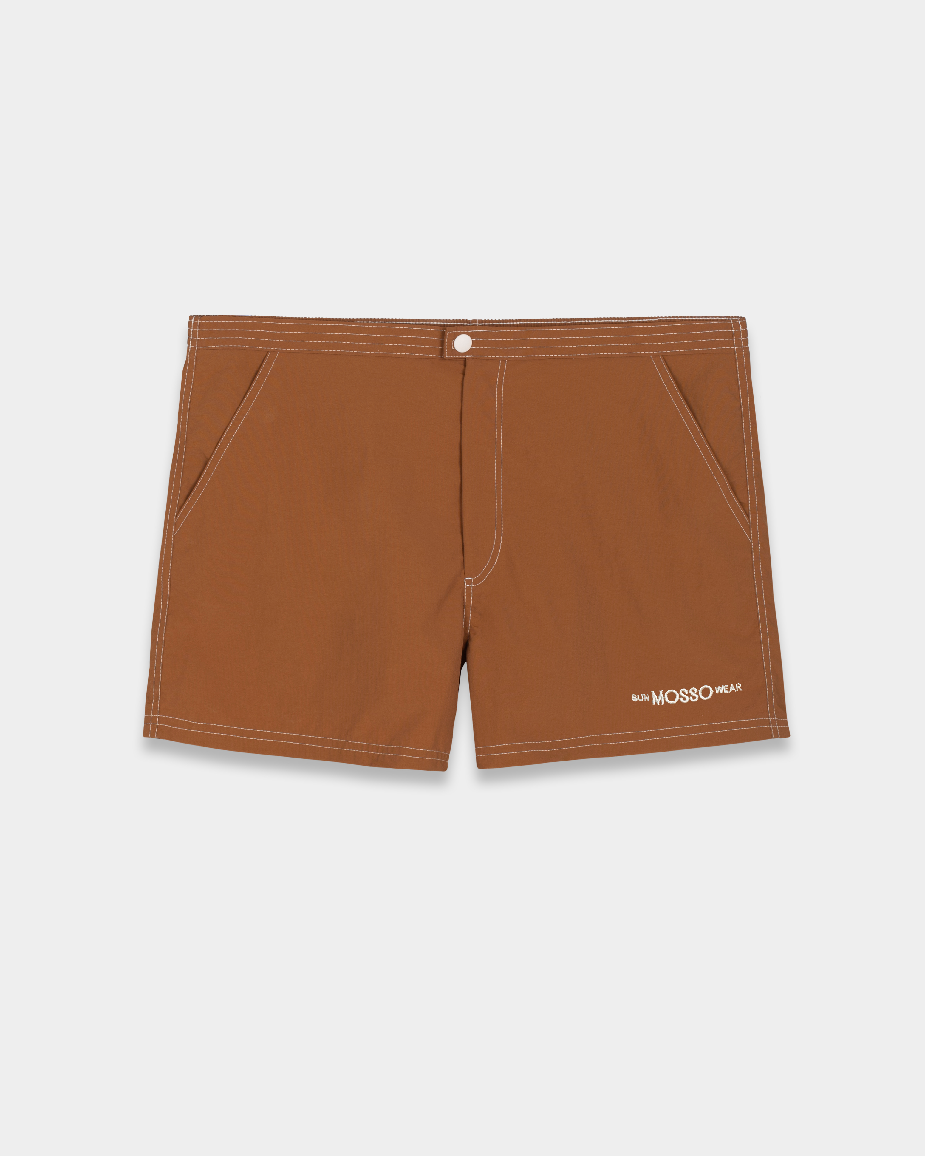 Brown Short-Length Swim Shorts
